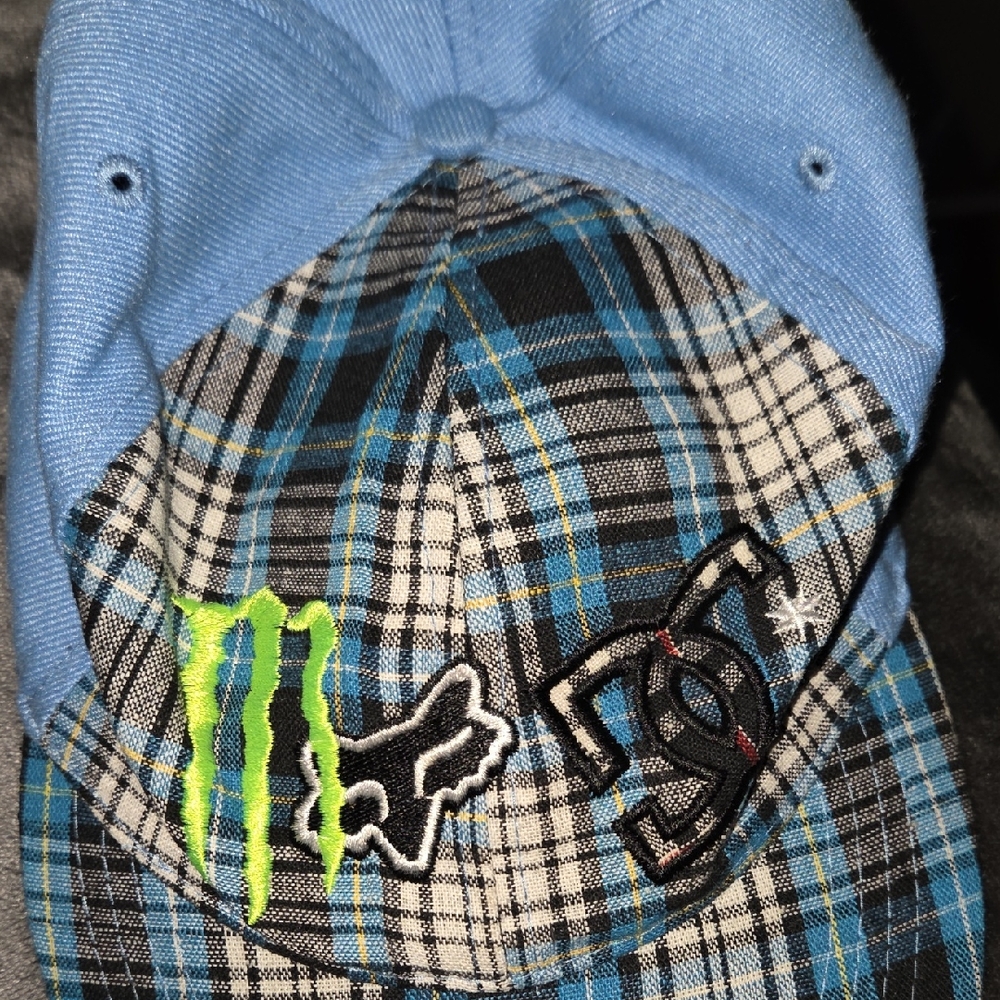 Blue and Plaid Cap with Logos
